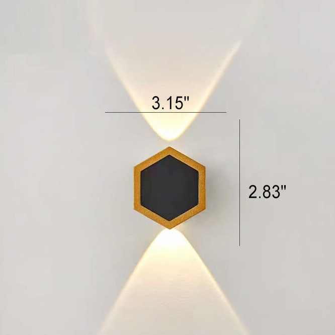 Premium Hexagonal Black and Gold LED Outdoor Wall Sconce