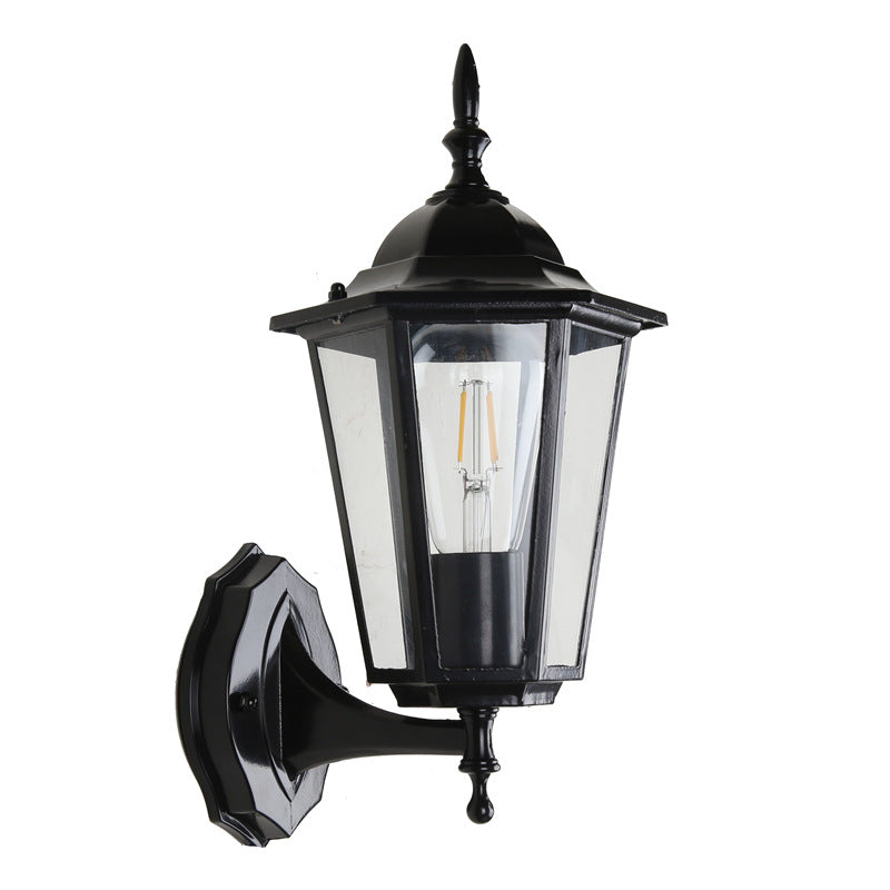 Modern Hexagonal Aluminum Outdoor Wall Sconce with Frosted