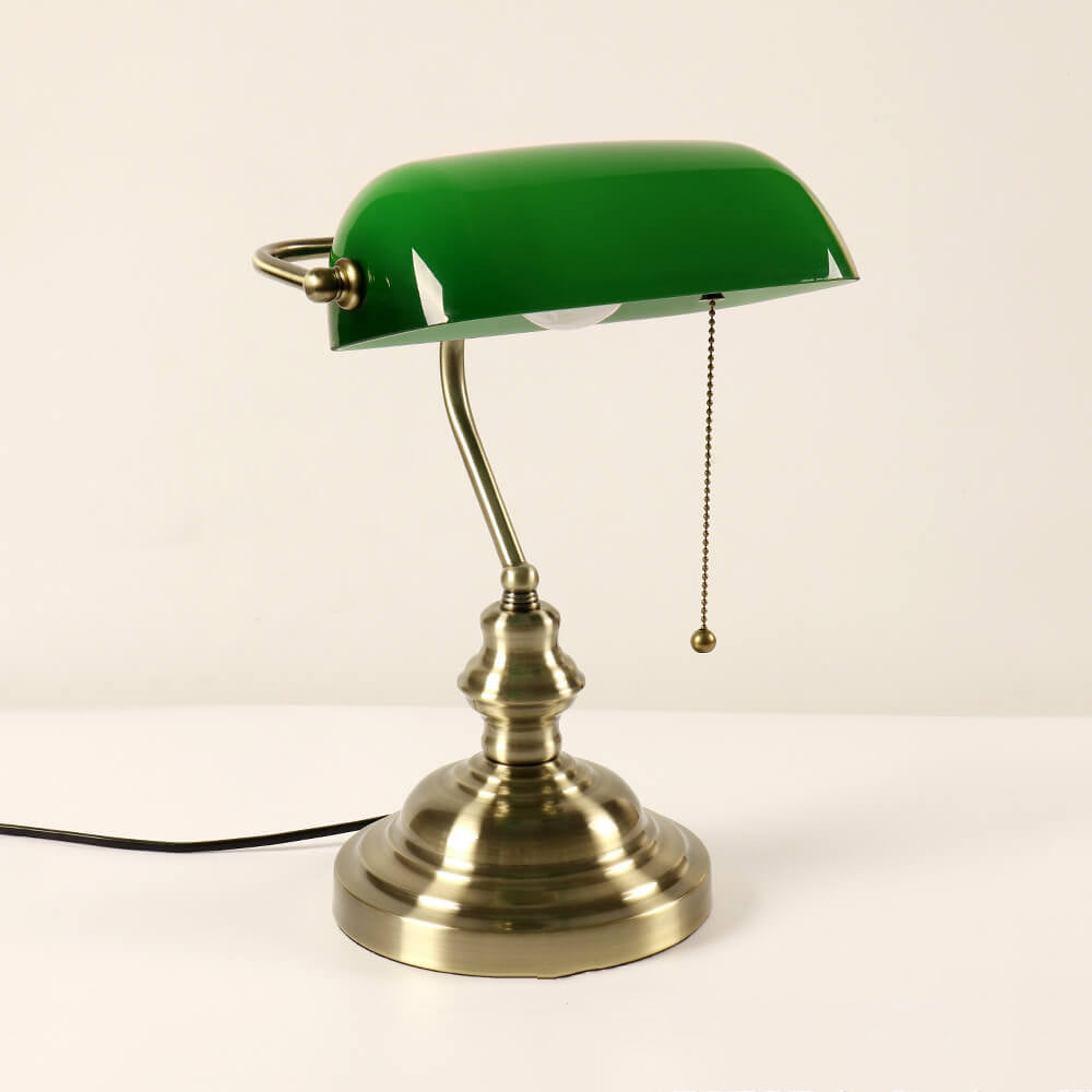 Vintage Glass Table Lamp with Metal Base - 1-Light Zipper Design