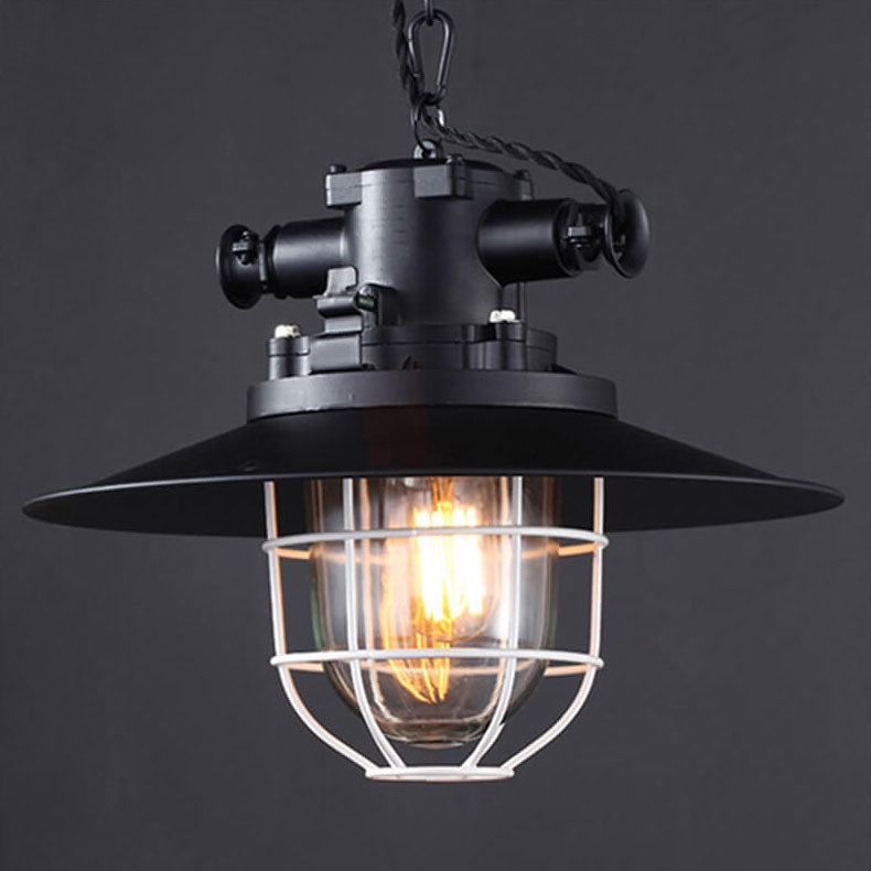 Vintage Industrial Iron Cage 1-Light Pendant Lamp