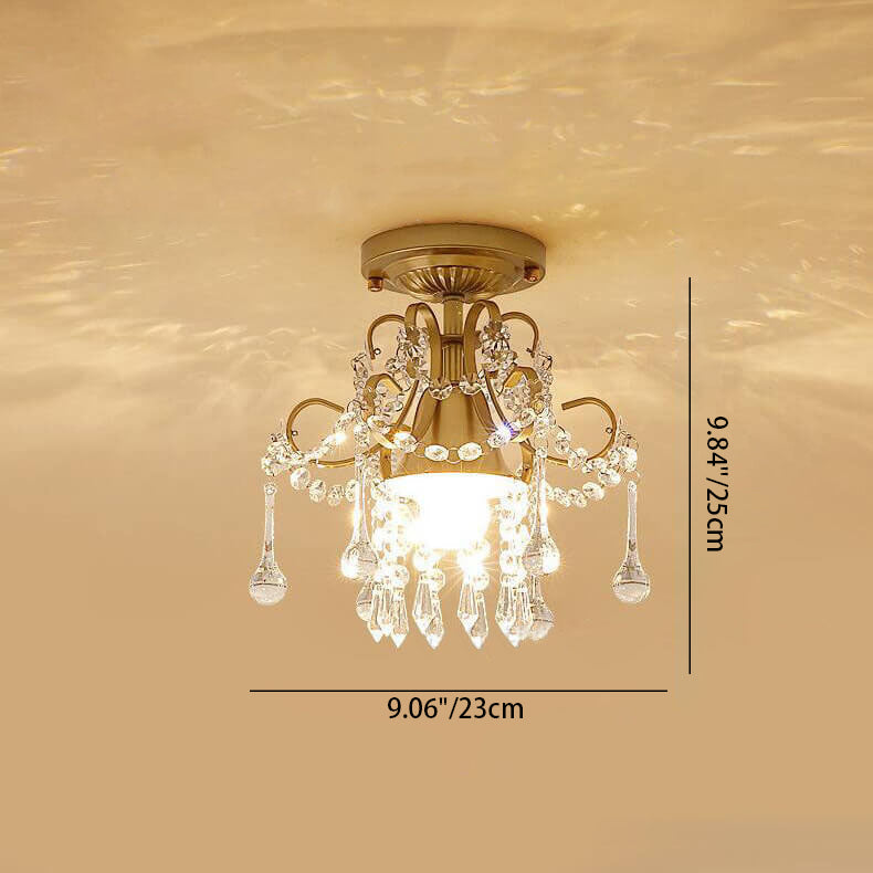 Elegant Crystal Flower Semi-Flush Mount Ceiling Light - 1/3 Light Options