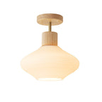 Nordic Striped Glass Oval Semi-Flush Mount Ceiling Light
