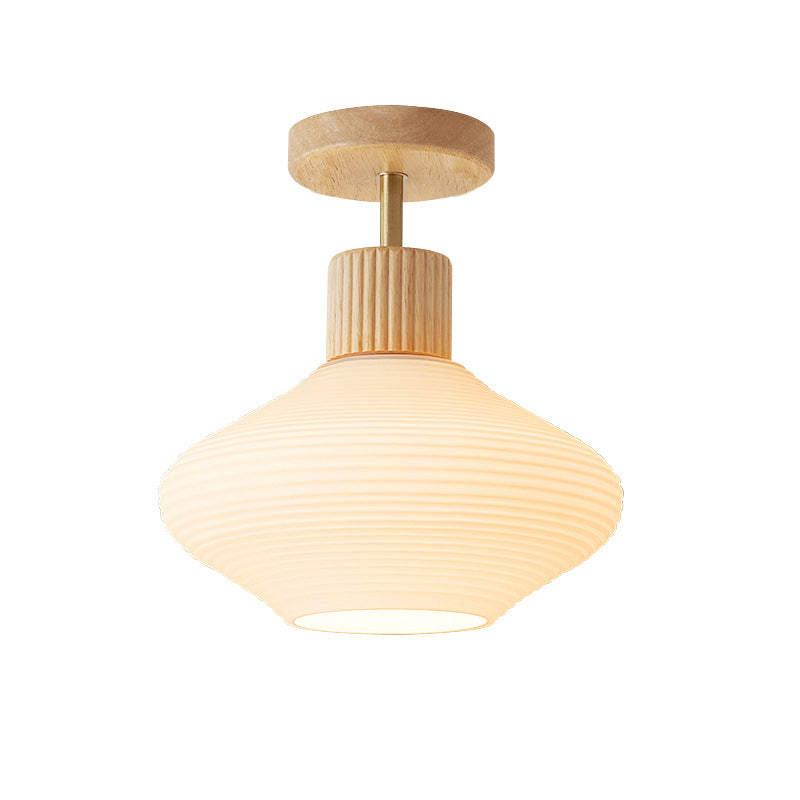 Nordic Striped Glass Oval Semi-Flush Mount Ceiling Light