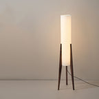 Premium Chinese Fabric Cylinder Shade Wood Tripod Floor Lamp - 1-Light Design for Study