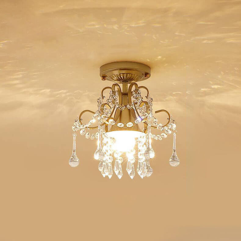 Elegant Crystal Flower Semi-Flush Mount Ceiling Light - 1/3 Light Options