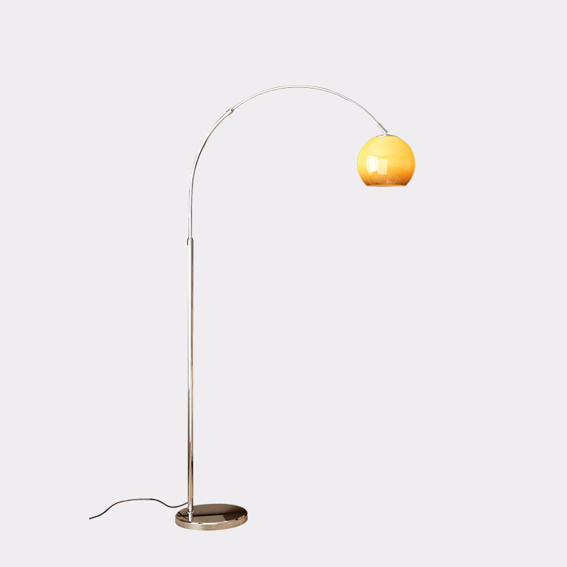 Scandinavian Glass Round Shade Floor Lamp - 1-Light Iron Design for Living Room