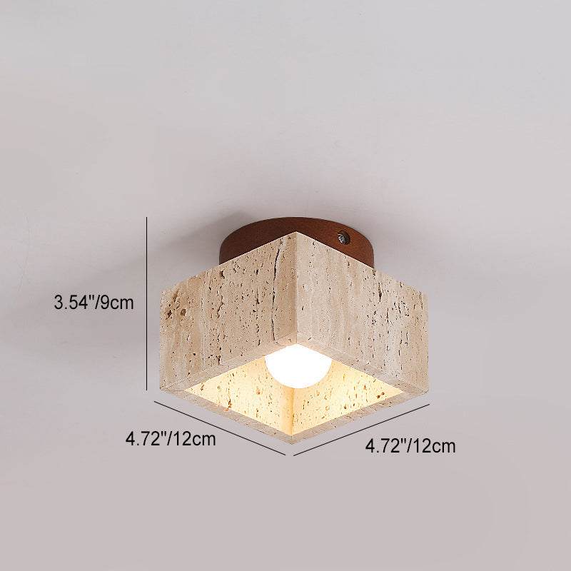 Premium Yellow Travertine Column Semi-Flush Mount Ceiling Light