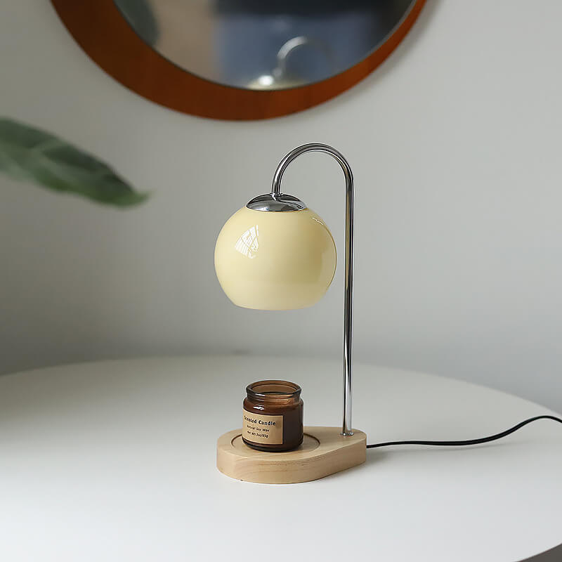 Elegant Solid Wood Spherical Candle Table Lamp - 1-Light Design