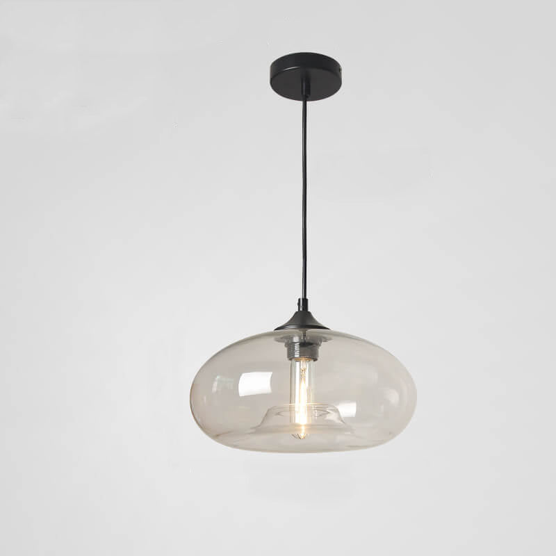 Premium Colored Glass Oval Pendant Light - 1-Light