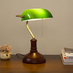 Vintage Solid Wood Glass Table Lamp with Zipper Shade - 1 Light