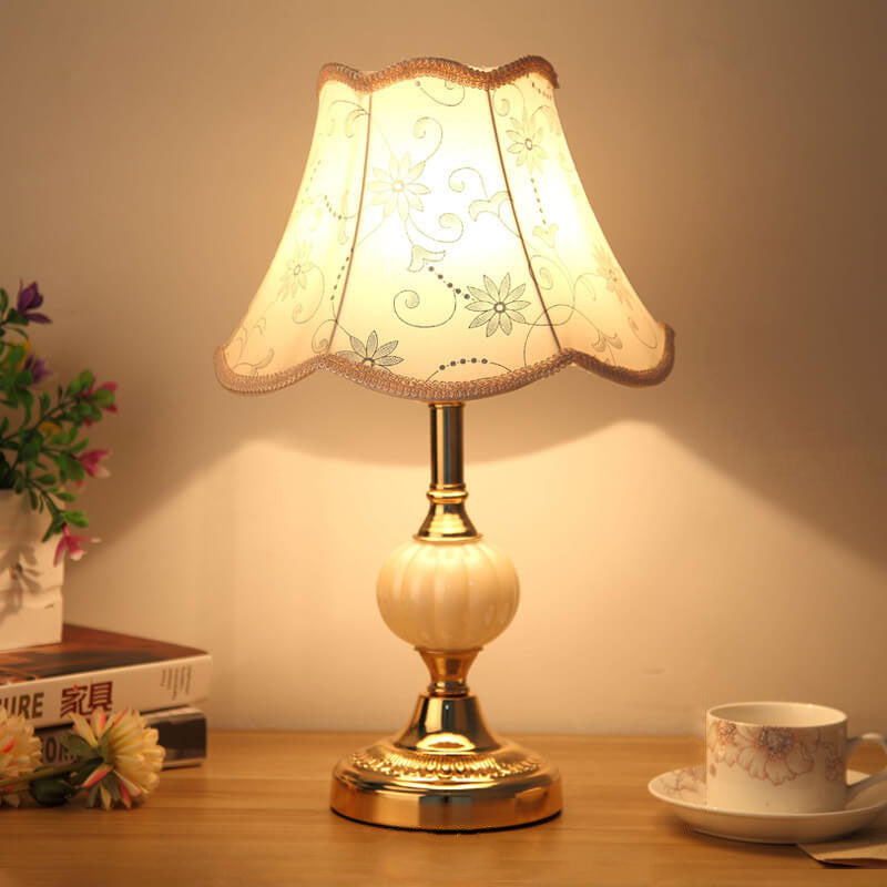 Vintage Floral Glass Table Lamp - Nordic Design, 1-Light