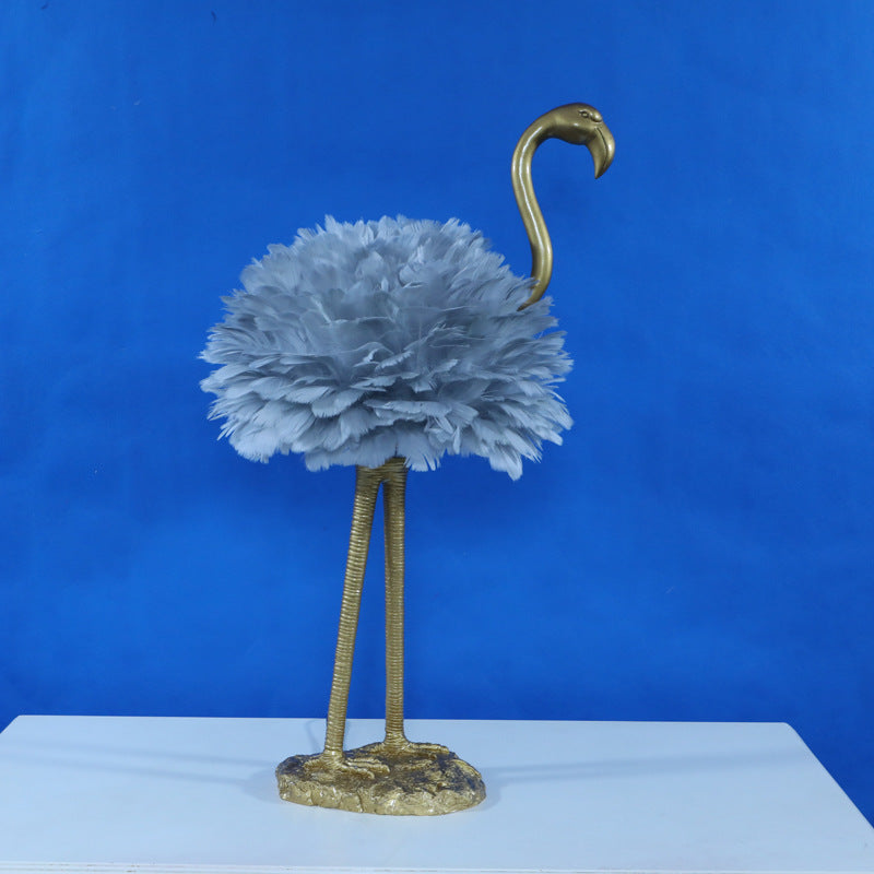 Nordic Goose Feather Flamingo Table Lamp - 1-Light Design for Bedside