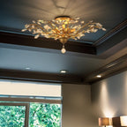 European Style Iron and Crystal Semi-Flush Mount Ceiling Light - 4/5/6 Lights for Living Room