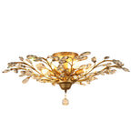European Style Iron and Crystal Semi-Flush Mount Ceiling Light - 4/5/6 Lights for Living Room