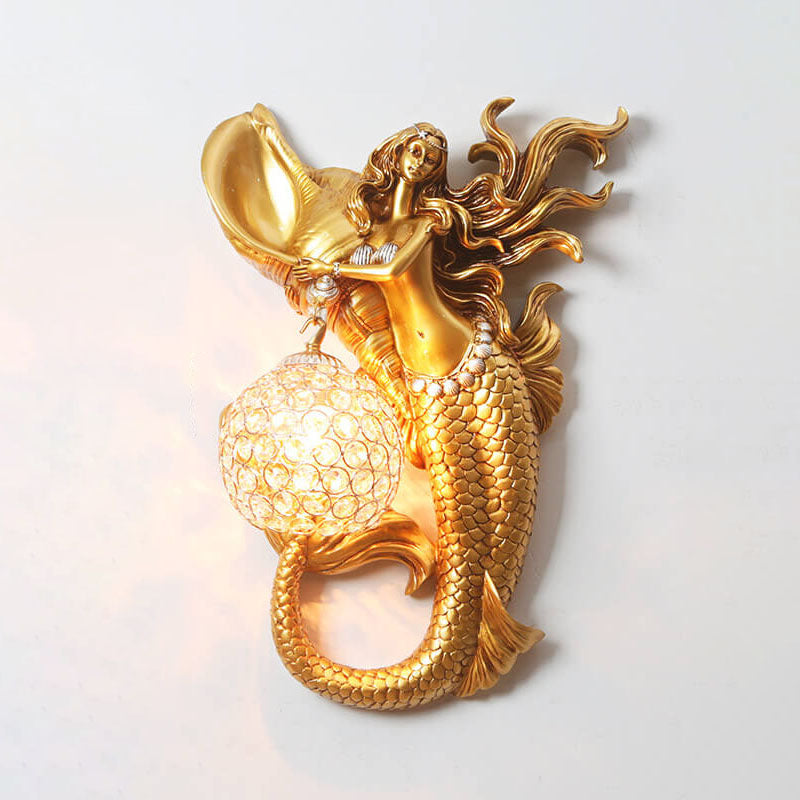Mermaid Resin Crystal Wall Sconce