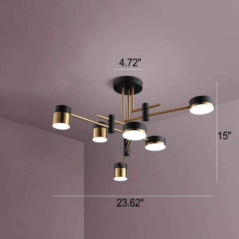 Elegant Black and Gold Semi-Flush Mount Light - 4 to 8 Bulb Design