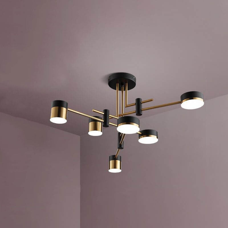 Elegant Black and Gold Semi-Flush Mount Light - 4 to 8 Bulb Design