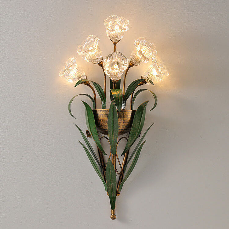 Contemporary Minimalist Glass Flower Wall Sconce