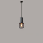 Industrial Tapered Cement Pendant Light - 1-Light Fixture for Living Room