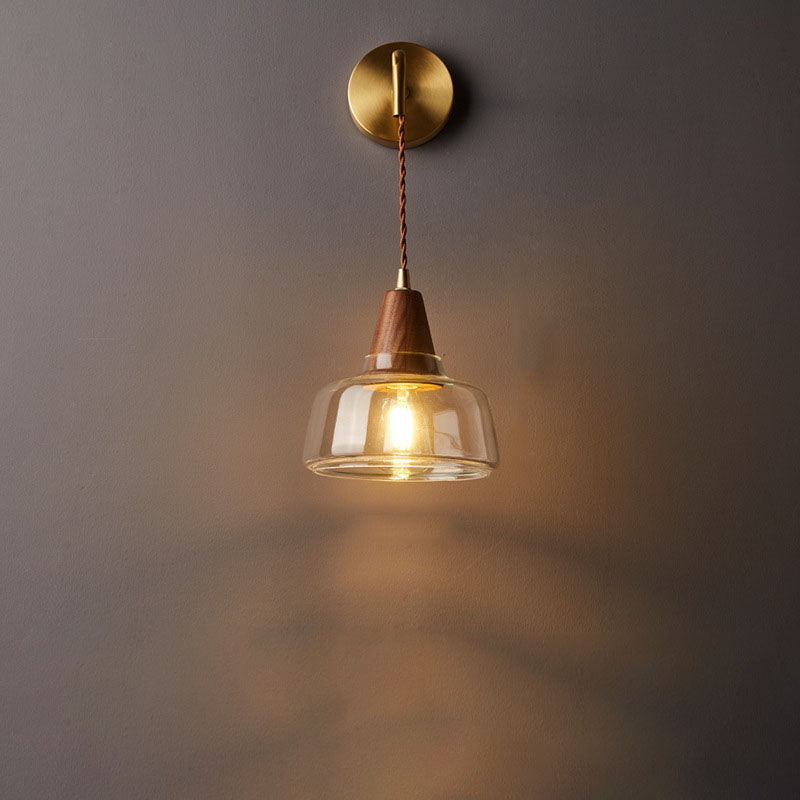 Japanese Walnut & Copper 1-Light Wall Sconce