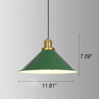 Vintage Green Iron Cone Pendant Light
