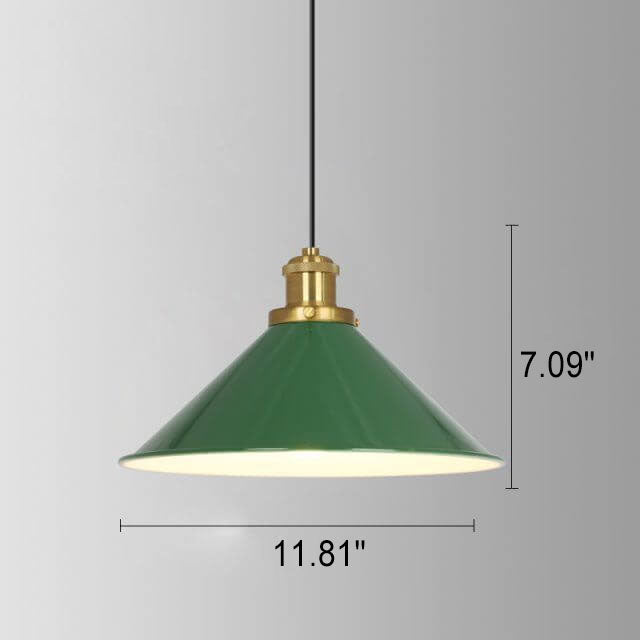 Vintage Green Iron Cone Pendant Light
