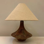 Vintage Cone Ceramic Table Lamp with Fabric Shade - Wabi-Sabi Design