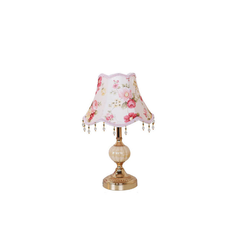 Vintage Floral Glass Table Lamp - European Design, 1-Light