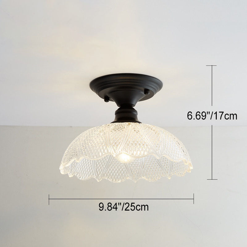 Nordic Vintage Floral Round Semi-Flush Mount Ceiling Light