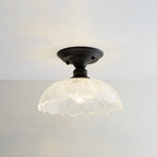 Nordic Vintage Floral Round Semi-Flush Mount Ceiling Light