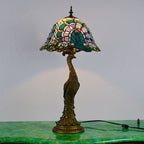 Vintage Tiffany Peacock Glass Dome Table Lamp - 1-Light