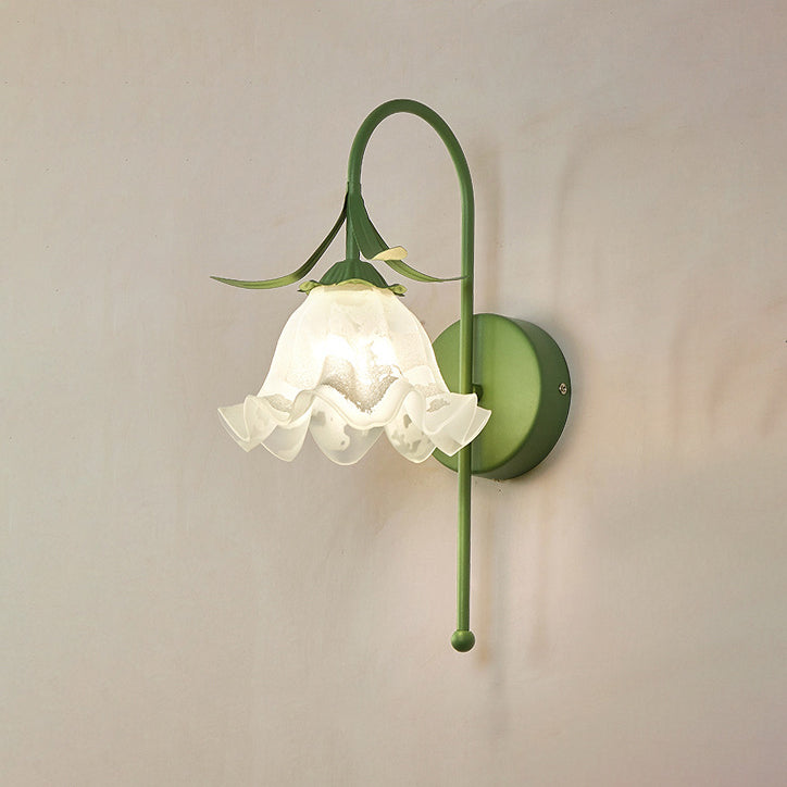 Vintage Floral Pumpkin Cream Glass Wall Sconce Lamp