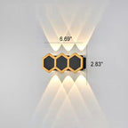 Premium Hexagonal Black and Gold LED Outdoor Wall Sconce