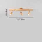 Japanese Minimalist LED Semi-Flush Mount Wooden Track Lighting - 2/3/4/5 Light Options