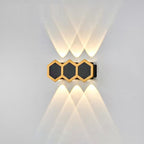 Premium Hexagonal Black and Gold LED Outdoor Wall Sconce