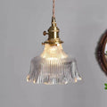 Copper & Walnut Glass Pendant Light