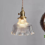 Copper & Walnut Glass Pendant Light