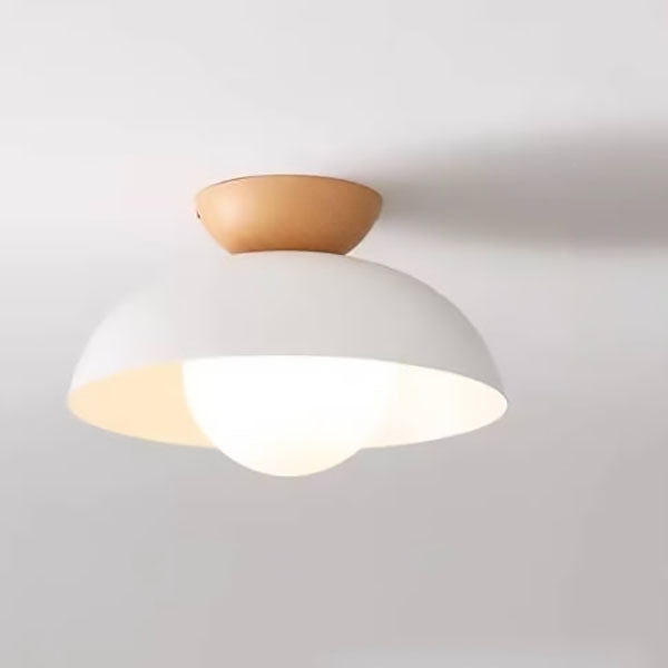 Contemporary Wrought Iron Log Bowl 1-Light Semi-Flush Mount Ceiling Light