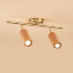 Nordic Minimalist Walnut Wood LED Linear Track Ceiling