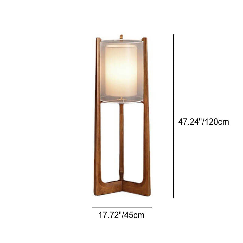 Minimalist Solid Wood Fabric Floor Lamp - Japanese Design, 1-Light