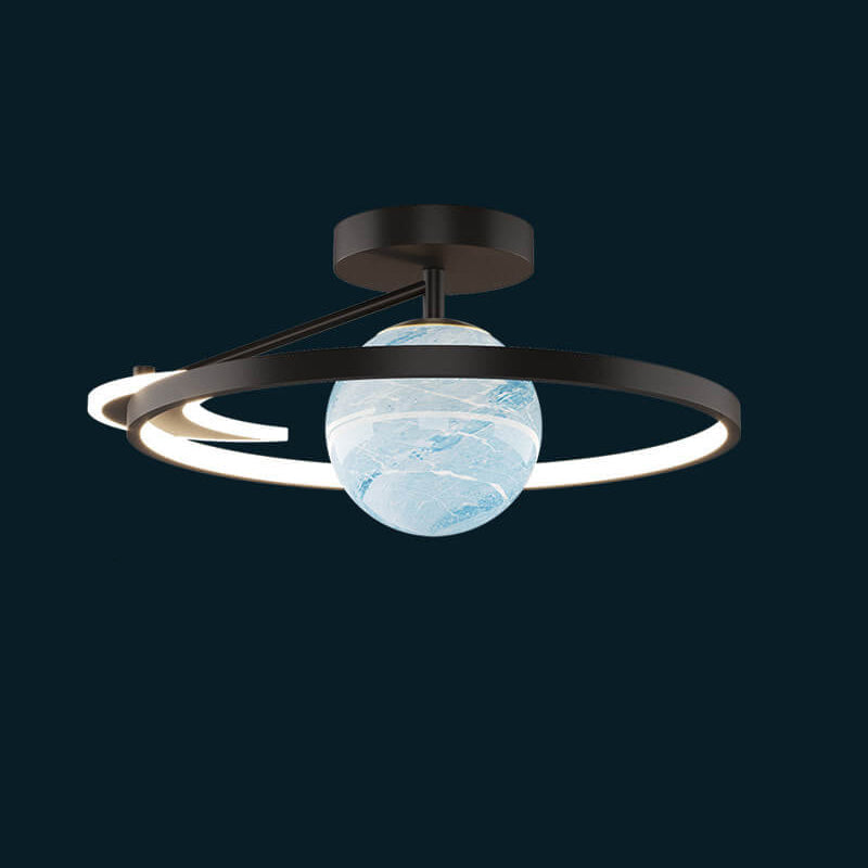 Contemporary LED Planet Globe Semi-Flush Mount Ceiling Light