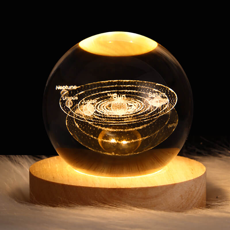 Modern Star System Crystal Ball USB LED Night Light Table Lamp for Bedroom