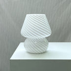 Contemporary Striped Mushroom Glass Table Lamp - 1 Light