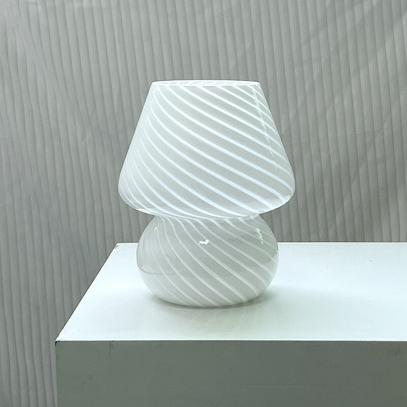 Contemporary Striped Mushroom Glass Table Lamp - 1 Light