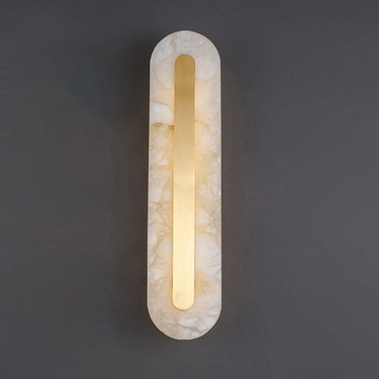 Premium Brass and Marble Oval LED Wall Sconce
