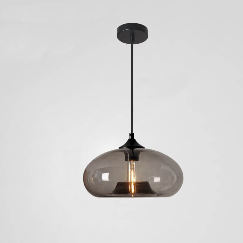 Premium Colored Glass Oval Pendant Light - 1-Light