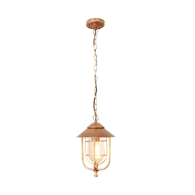 Vintage Aluminum and Glass Outdoor Pendant Light