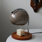 Premium Vintage Glass Dome Table Lamp with Solid Wood Base - 1-Light Melting Wax Design