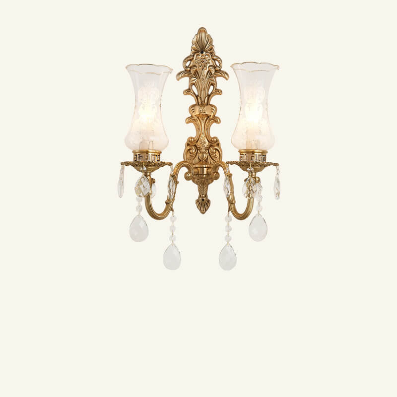 French Crystal Brass Wall Sconce