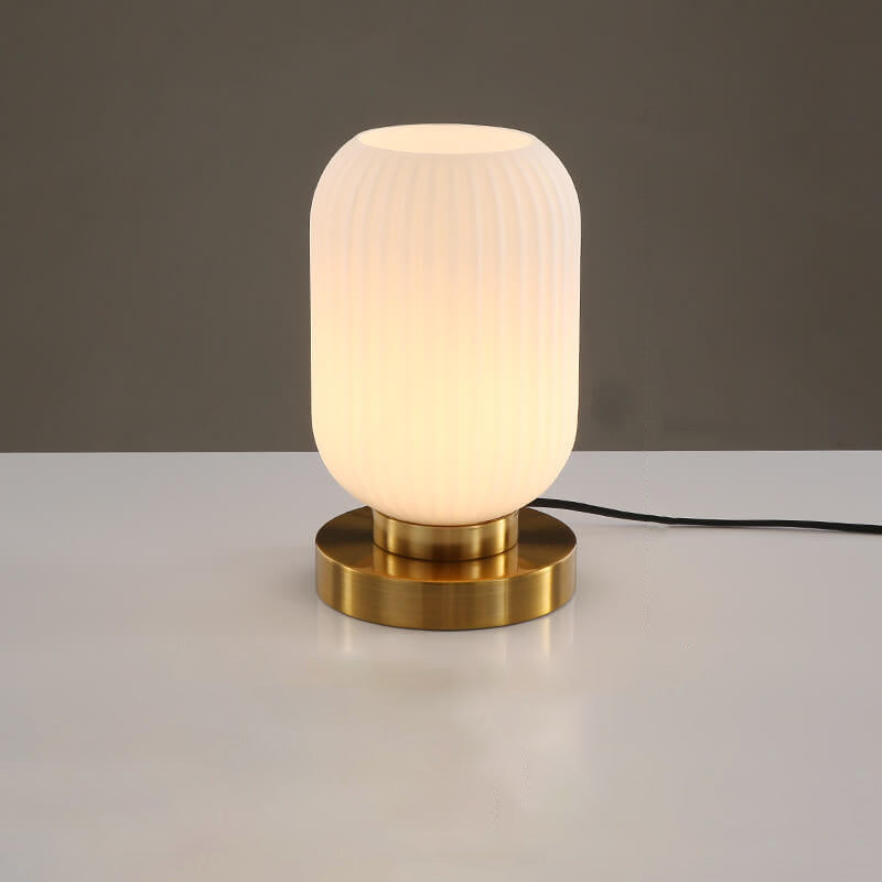 Premium Nordic Striped Oval Glass Table Lamp - 1 Light